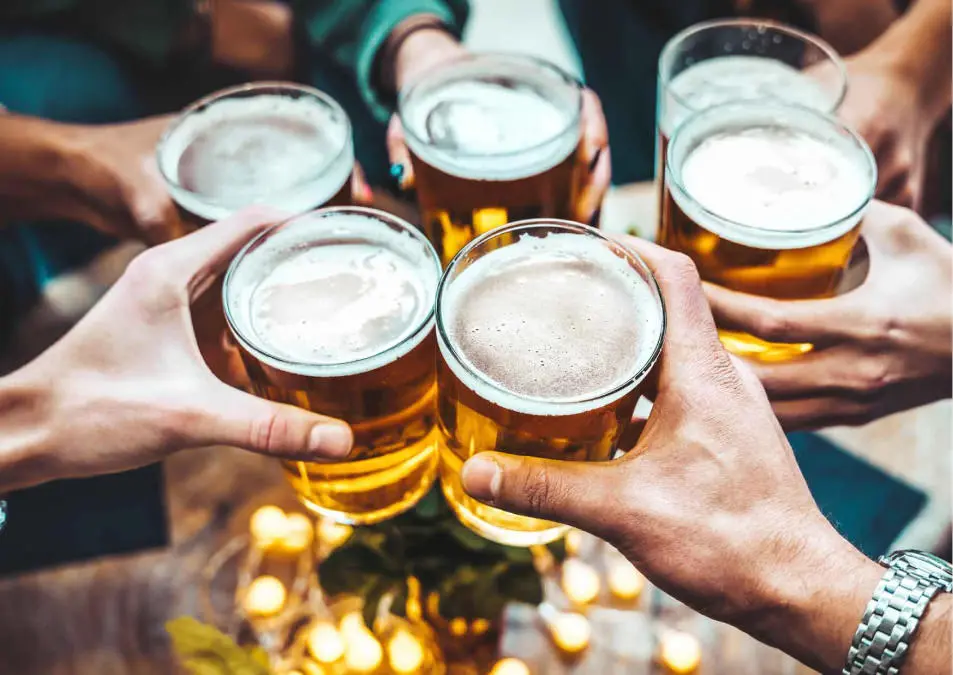 people doing a cheers