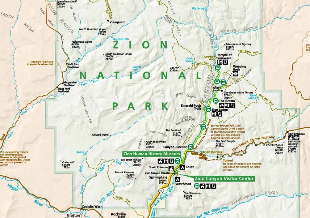 zion national park map