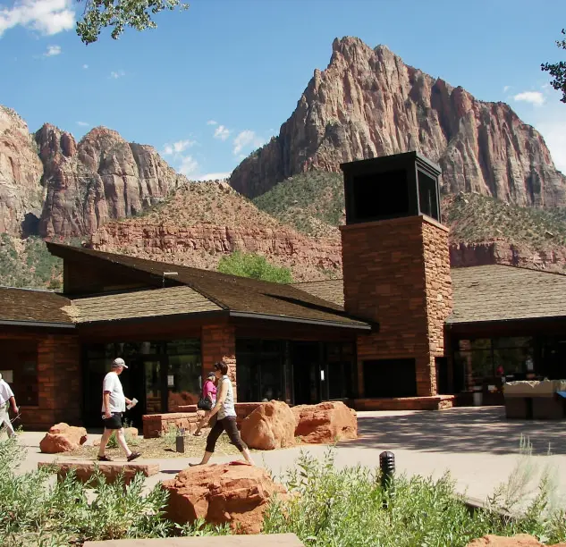 view of front of Zion Canyon Visitor center